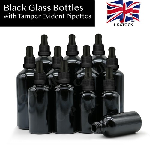 Schwarz glas tropferflasche - glas,